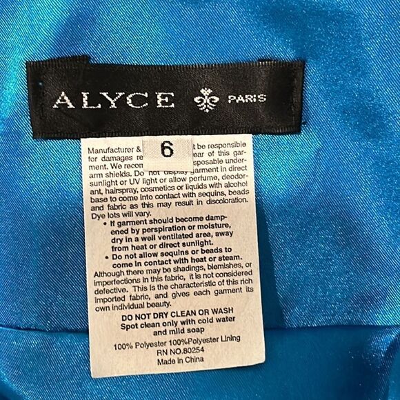 Alyce Paris intricately detailed blue sequin formal dress. Fully lined. - Picture 5 of 7